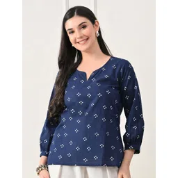 DECKEDUP Women Ethnic Motifs Printed V-Neck Cotton Regular Top-image-12