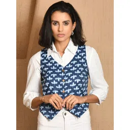 DECKEDUP Women Floral Embroidered Cotton Tailored Jacket-picture-35