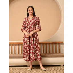 DECKEDUP Women Floral Print Midi Dress-picture-32