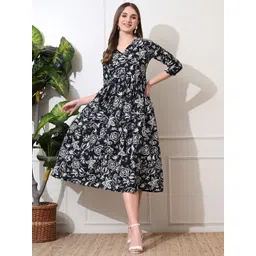 DECKEDUP Women Floral Printed A-Line Cotton Dress-picture-16