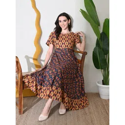 DECKEDUP Women Floral Printed Fit & Flare Maxi Dress-picture-24