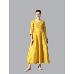DECKEDUP Yellow Relaxed Fit Midi Dress-picture-11