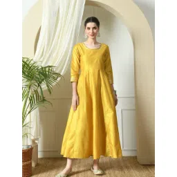 DECKEDUP Yellow Relaxed Fit Midi Dress-picture-16