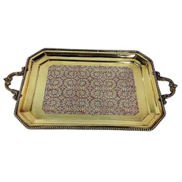 deckorish Brass Hand Crafted Antique Rectangle Tray 43 cm Tray-picture-17