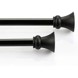 Deco Window 2 Pc Extendable Curtain Rod for Doors & Windows, 16mm Diameter, 28"-48" Adjustable Length, Iron Telescopic Rod with Egyptian Finials, Black-picture-13