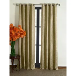 Deco Window Beige & Green 2 Pieces Ethnic Motifs Blackout Long Door Curtains-picture-17