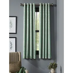 Deco Window Fluorescent Green & Peach-Coloured 2 Pieces Printed Black Out Window Curtain-picture-20