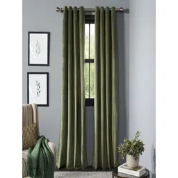 Deco Window Green 2 Pieces Room Darkening Long Door Curtain image 1