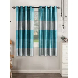 Deco Window Sea Green & Silver-Coloued Set of 2 Black Out Window Curtains-picture-23
