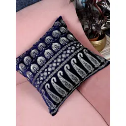 Decoghar Blue & Silver-Toned Ethnic Motifs Square Cushion Covers-picture-22