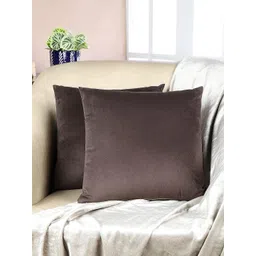 Decoghar Brown 2 Pieces Velvet Square Cushion Covers-picture-35