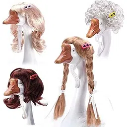 DECOHS 4 Pcs Porch Goose Wigs with Hair Clips, Cute Lawn Goose Statue Braid Wig, Porch Goose Outfits Costume for Outdoor Garden Patio Yard Goosey Decoration-picture-17