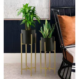 decor darling Iron Black and Gold Set of 2 Floor Planter-picture-11