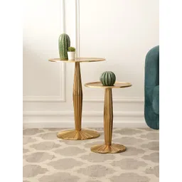 Decor de Maison 2Pcs Brown Textured Metal Round Bedside Table-picture-28