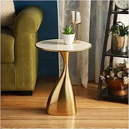 decor de maison Aluminium Handcrafted Ernest Table (Gold) For Living Room Bedroom Home Decor Coffee Table Bedside Table And End Table (18 Inch Height)-picture-40