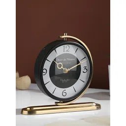 Decor de Maison Black & Gold Toned Round Contemporary Table Clock-picture-3