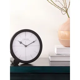 Decor de Maison Black & White Printed Round Contemporary Metal Table Clock-picture-39