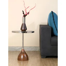 Decor de Maison Brown & Grey Metal Round Bedside Table-picture-31