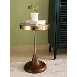 Decor de Maison Brown & Yellow Round Bedside Table-picture-21