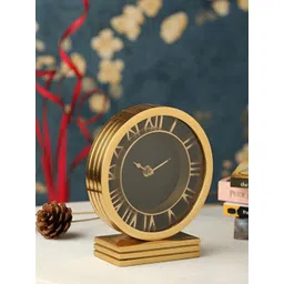 Decor de Maison Gold-Toned & Black Contemporary Aluminum Analogue Table Clock-picture-25