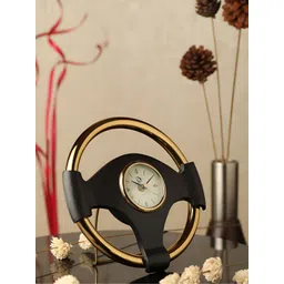 Decor de Maison Gold Toned & Black  Round Contemporary  Table Clock-picture-45