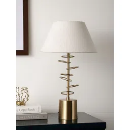 Decor de Maison Gold-Toned & White Aluminium Cylindrical Shaped Table Lamp-picture-4