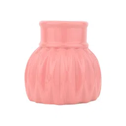 Decor de Maison Pink Metal Textured WaveCera Flower Vase image 2