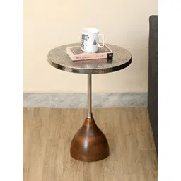 Decor de Maison Viotto Croc Brown & Yellow Metal Round Bedside Table-picture-22