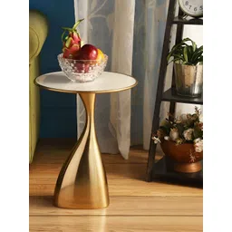 Decor de Maison Yellow & White Round Bedside Table image 1