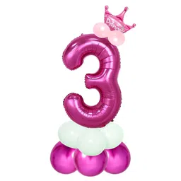 Decor Mantra Number 3 foil balloon 32 inch for birthday decoration items - Pink - Pack of 13-picture-18
