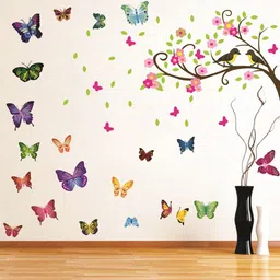 decor villa 91 cm BUTTERFLY TREE BIRDS Wall Sticker Reusable Sticker-picture-28