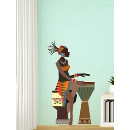 Decor Villa Multicolor African Girl with Drum Wall Sticker-picture-11