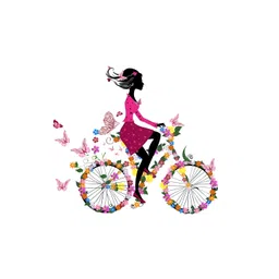 Decor Villa Multicolor Girl with Bicycle Wall Sticker-picture-25