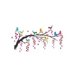 Decor Villa Multicolour NATURE TREE WITH HANGING VINE FLOWERS Wall Sticker-picture-18