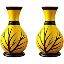 Decorative Flower Vases for Home Décor – Yellow & Black Designer Vase Set of 2, Perfect for Living Room & Gifting-image-18