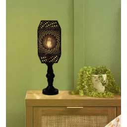 decorativeray Anitque Intricated Iron Base Metal Night Lamp (Black)-picture-11