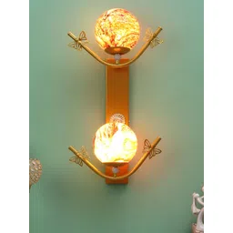 decorativeray Gold-Toned & White Printed Abstract Shaped Metal Wall Lamp-picture-24