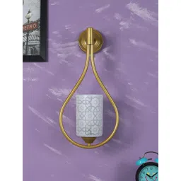 decorativeray Gold-Toned & White Printed Abstract Shaped Metal Wall Lamp-picture-25