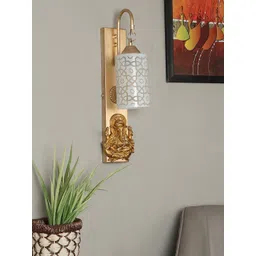 decorativeray Gold-Toned & White Printed Abstract Shaped Metal Wall Lamp-picture-38