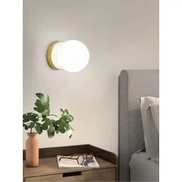 decorativeray Gold-Toned & White Spherical Shaped Glass Wall Lamp-picture-16