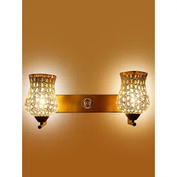 decorativeray Gold-Toned & White Textured Abstract Shaped Metal Wall Lamp-picture-23
