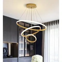 decorativeray Modern Double 3-Ring Warm White LED Chandelier Lamp (Gold)-picture-12