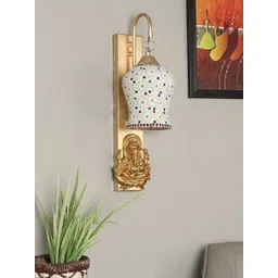 decorativeray White & Gold Toned Bell Shaped Wall Lamps image 1