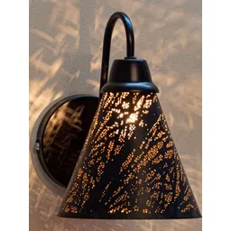 Decorcity Black & Gold-Toned Textured Metal Bell Wall Lamp-picture-45