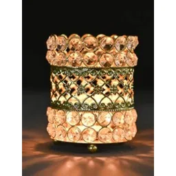 DecorTwist Gold Metal Crystal Tea-Light Candle Holders-picture-2