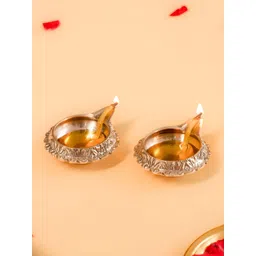 DecorTwist GoldToned 2 Pieces Small Kuber Diyas-picture-12