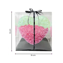 DecorTwist Pink & Green Heart-Shaped Rose Foam Flower Valentine's Day Gift Set image 4