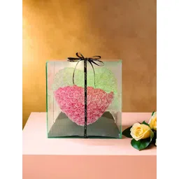 DecorTwist Pink & Green Heart-Shaped Rose Foam Flower Valentine's Day Gift Set image 3