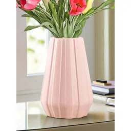 DecorTwist Pink Striped Flower Vase-picture-36