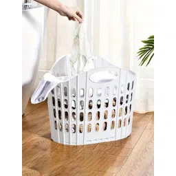 DecorTwist White Foldable Laundry Basket-picture-4